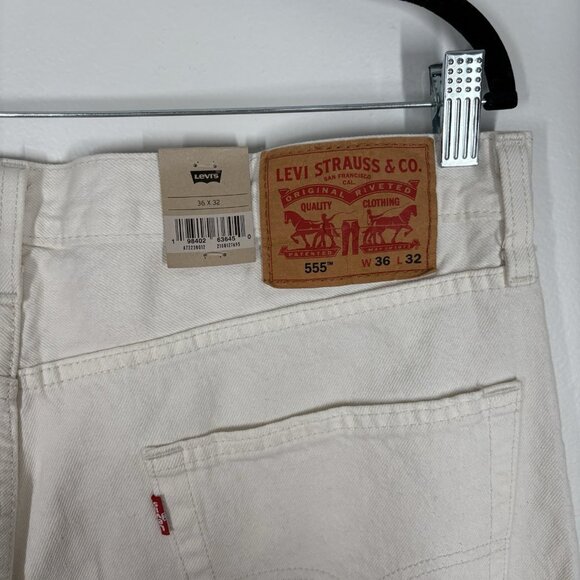 Levis Men Size 36x32 Ivory Denim 5-Pocket Casual 555 Relaxed Straight Jeans NWT - Picture 13 of 16